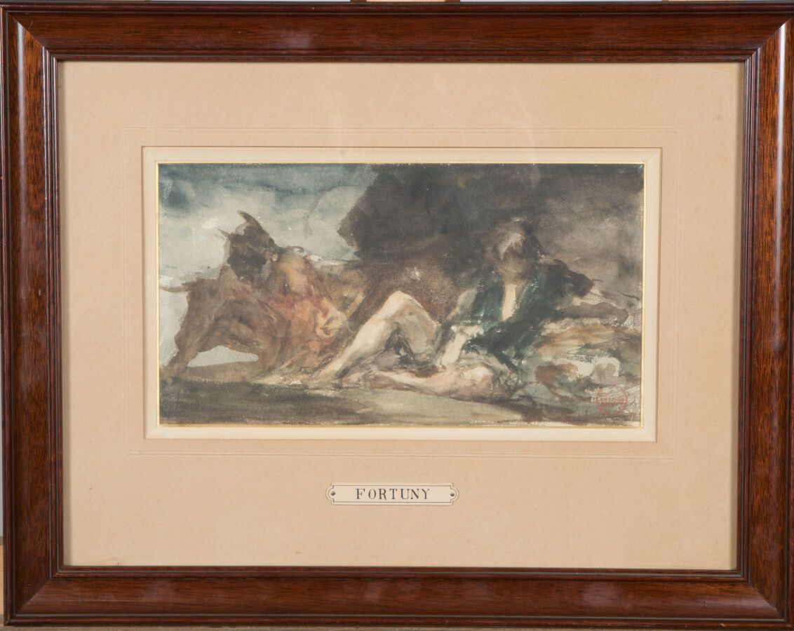 Null Mariano FORTUNY Y MARSAL（1838-1874）。

那个受伤的人。

纸上水彩画。

右下角有签名和印章（L.943）。

视&hellip;