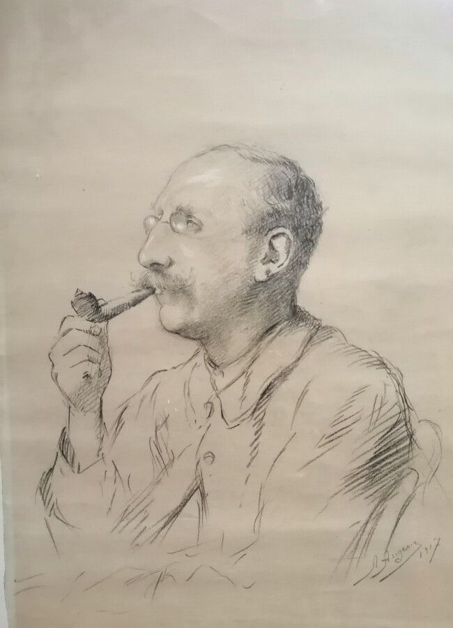 Null A. Augerie (XXème siècle).

Fumeur de pipe, 1917.

Mine de plomb et craie b&hellip;