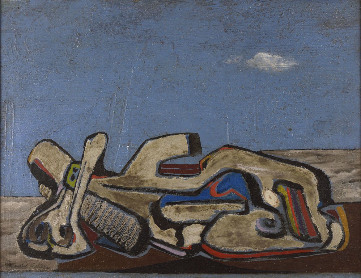 Null 詹克尔-阿德勒（1895-1949）。

雕塑般的人物与蓝色的天空。

布面油画。

左下方有签名。

50 x 65厘米。



背面：伦敦斯特恩-&hellip;