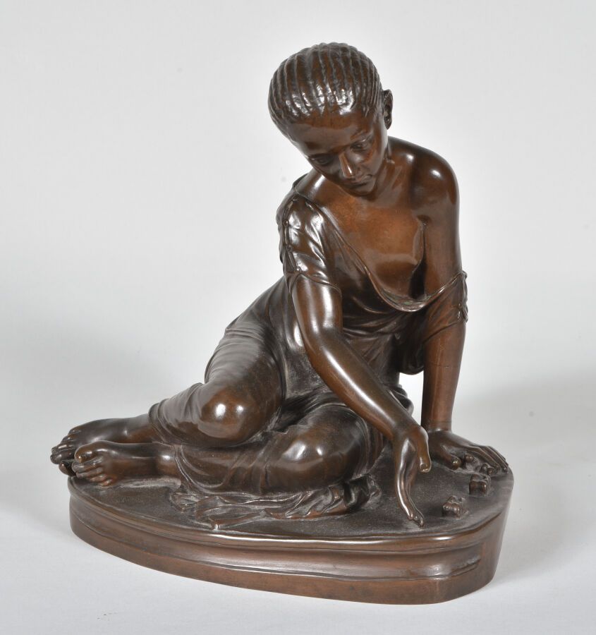 Null FRENCH WORK 

"The jacks player". Proof in bronze with brown shaded patina,&hellip;