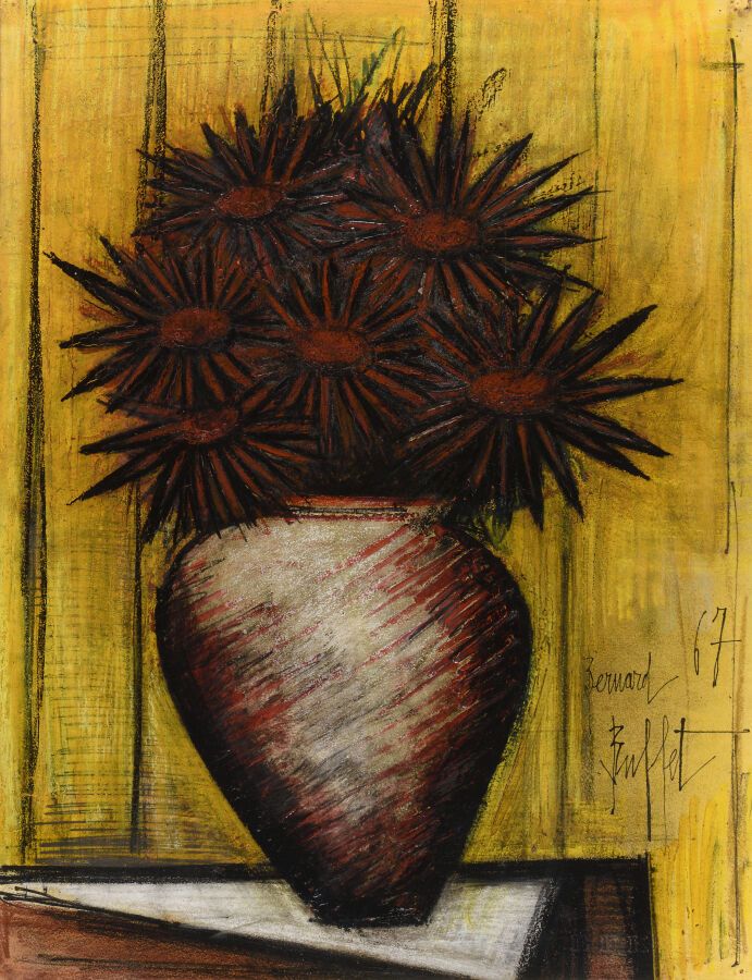 Null Bernard BUFFET (1928-1999).

Red Cosmos in a vase, 1967.

Mixed media on pa&hellip;