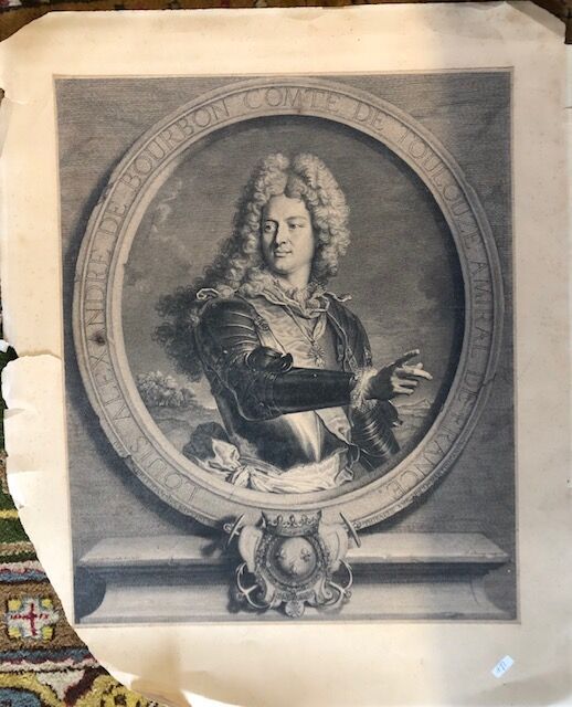 Null 代表图卢兹伯爵和路多维克-奥古斯特-波旁的三幅版画（一式两份）。

18世纪。

45 x 37 cm 42 x 35 cm 47 x 38 cm。
&hellip;