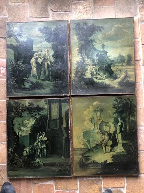 Null Conjunto de cuatro óleos sobre lienzo que representan escenas galantes en m&hellip;