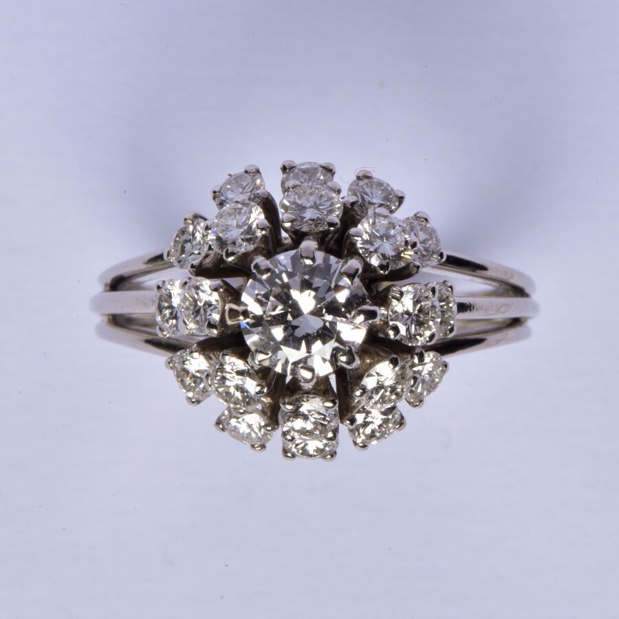 Null Bague "Boule" en platine (850/oo) centrée d'un diamant taille brillant cali&hellip;