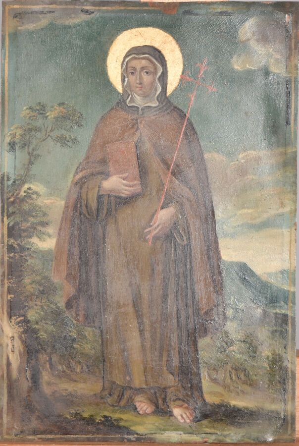 Null ECOLE FRANCAISE du XVIIème siècle 

Sainte Moniale auréolée, dans une robe &hellip;