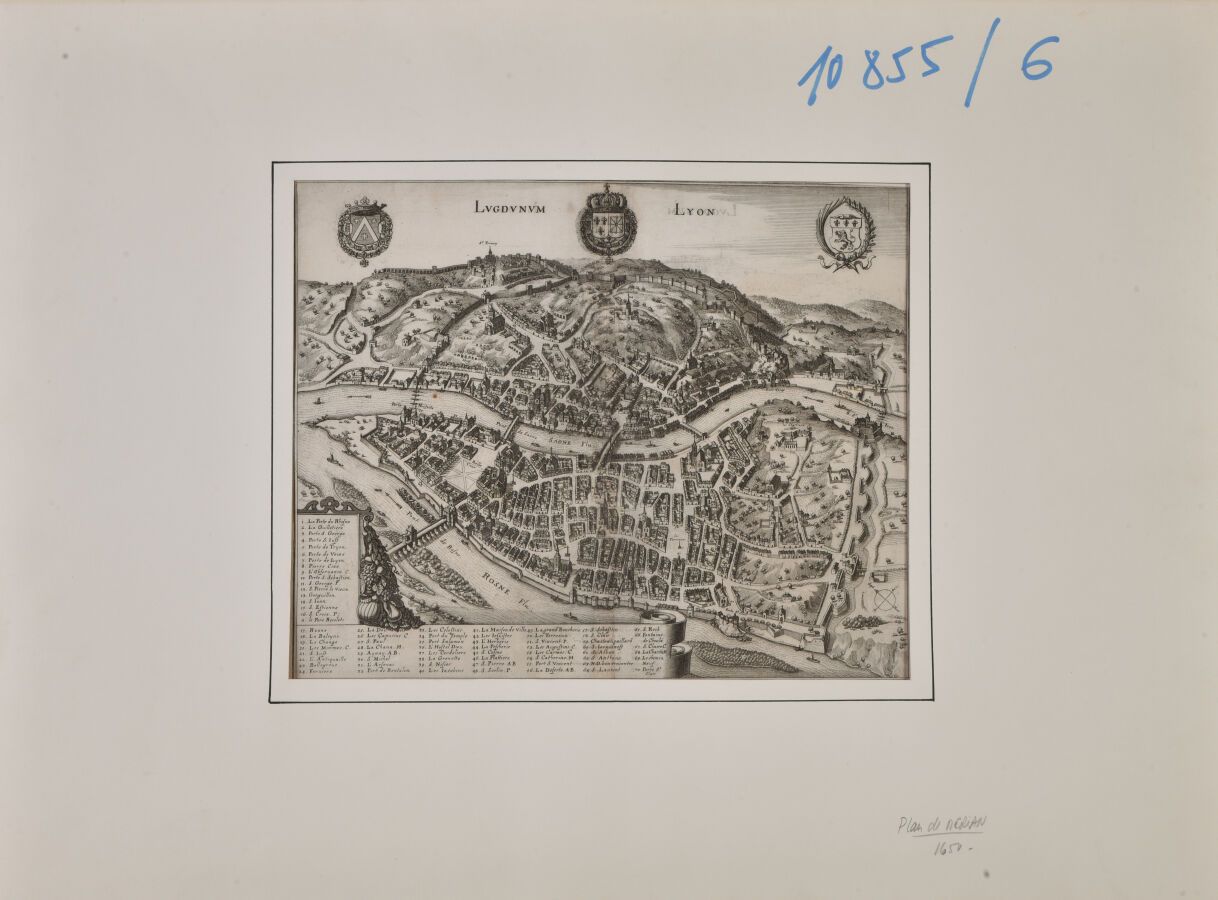 Null [LYON] M. MERIAN (1593 - 1650)

Plan de la ville de Lyon

Gravure sur cuivr&hellip;