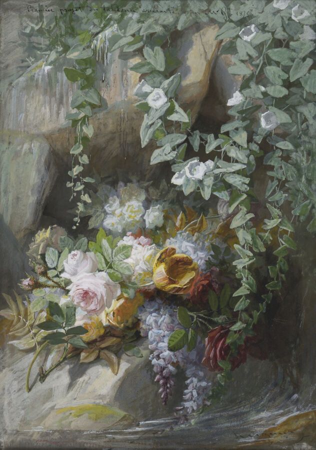 Null Jean-Marie REIGNIER (1815-1886).

Jeté de fleurs près d'un rocher sur l'eau&hellip;