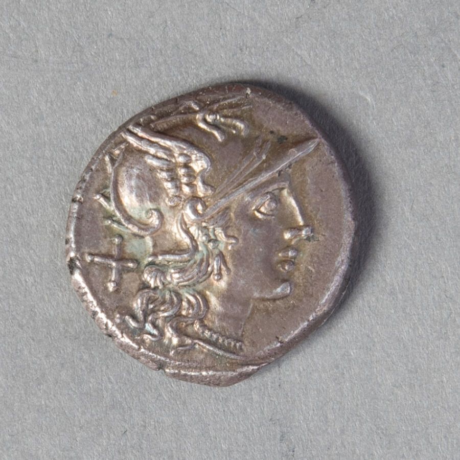 Null 罗马共和国 

SCRIBONIA：公元前154年在罗马铸造的DENIER，3gr83 CR 201，B 1 SUP +，铜锈非常好。