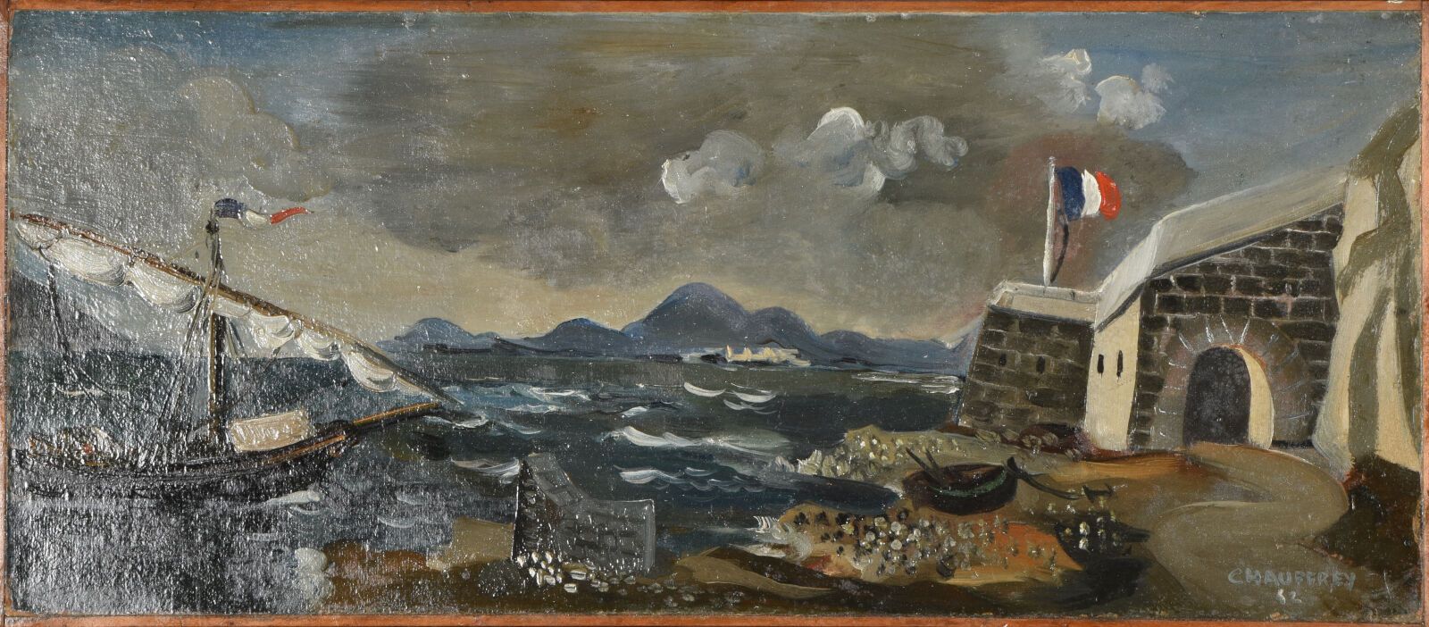 Null CHAUFFREY ( actif au XXème siècle).

Marine,1932 (?).

Huile sur panneau.

&hellip;