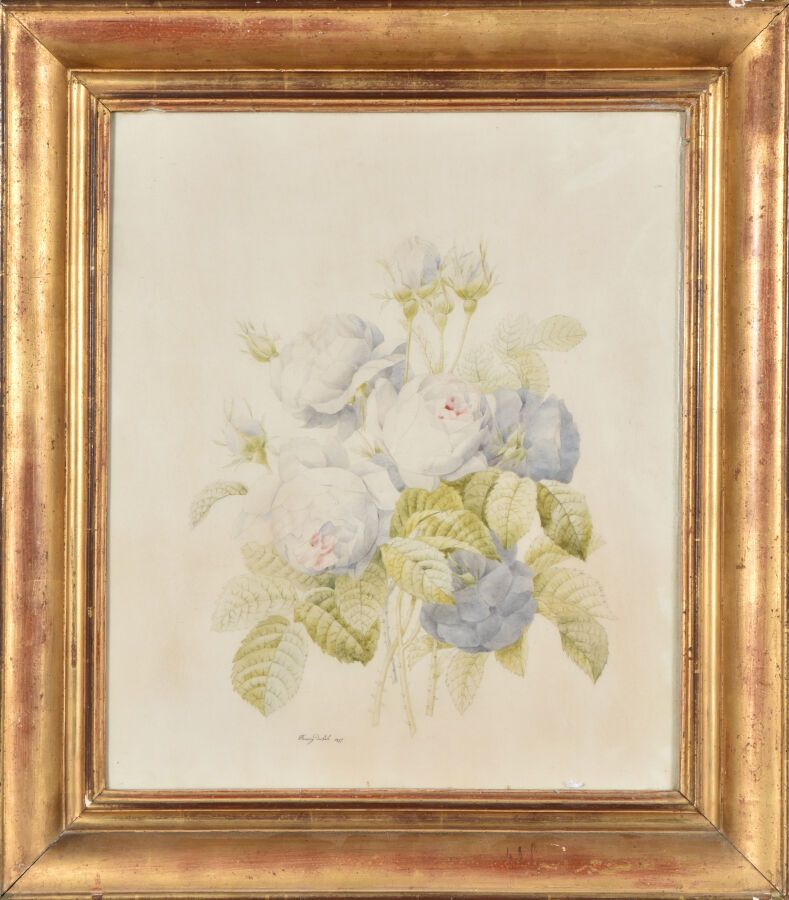 Null Fanny DUVAL ( active au XIXème siècle).

Roses blanches,1855.

Aquarelle su&hellip;