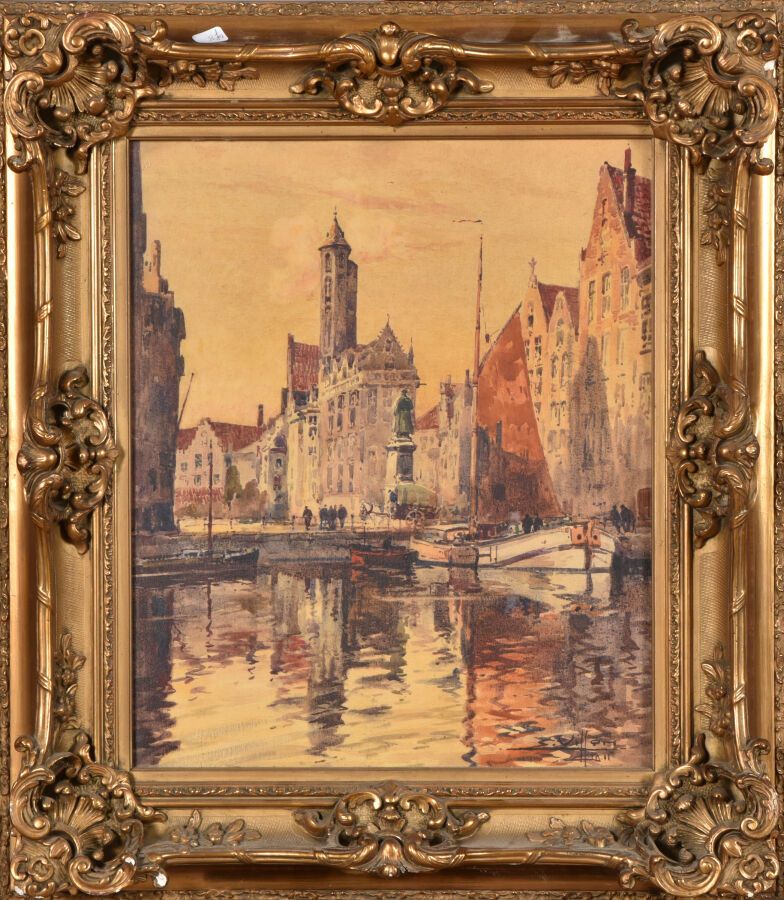 Null Eugène VILLON (1879-1951).

Bruges, 1911.

Aquarelle sur papier.

Signé, da&hellip;