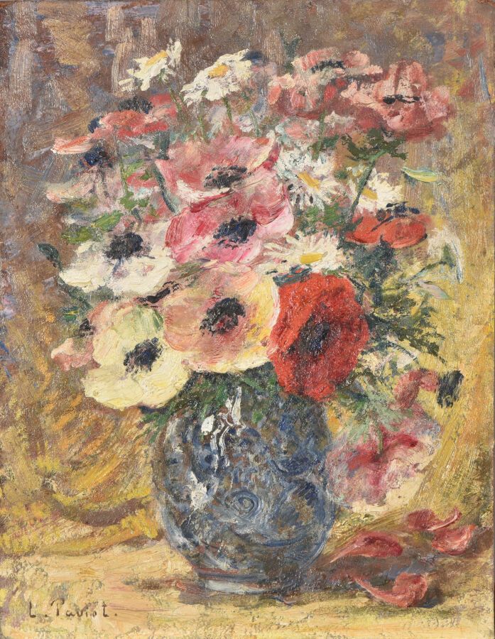 Null Louis Claude PAVIOT (1872-1943).

Bouquet de pavots.

Huile sur carton.

Si&hellip;