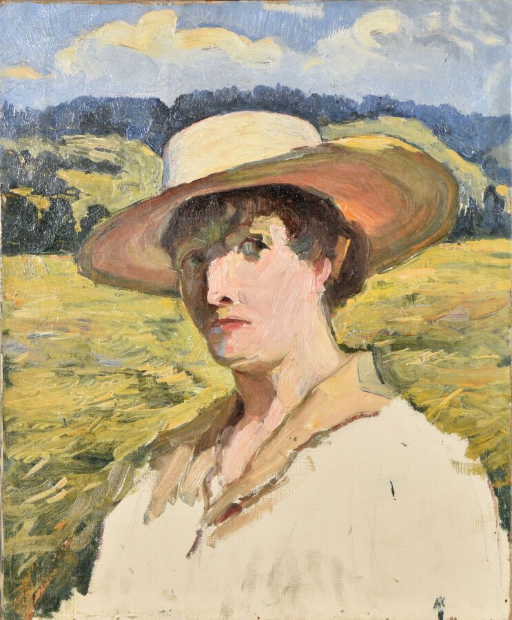 Null Ecole française début XXème siècle.

Portrait (autoportrait ?) de femme au &hellip;
