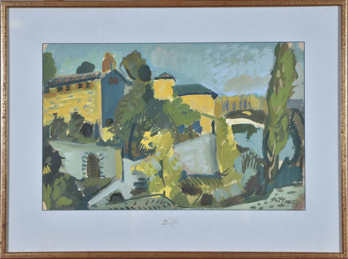 Null Antoine CHARTRES (1903-1968).

Paysage provençal.

Gouache sur papier.

Cac&hellip;