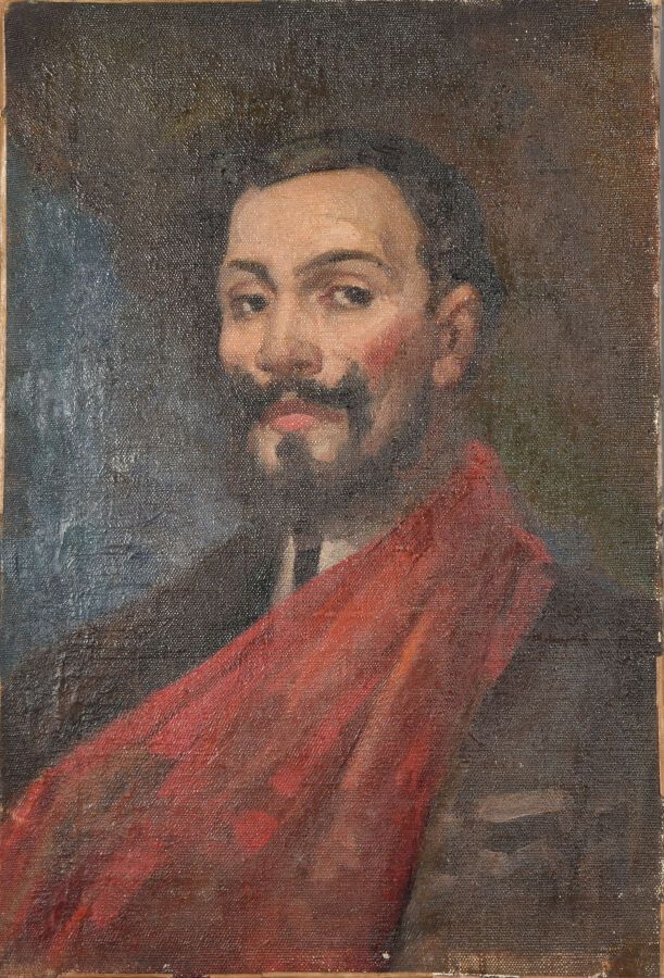 Null Dans le goût de Rupert BUNNY (1864-1947).

Portrait d'homme à l'écharpe rou&hellip;