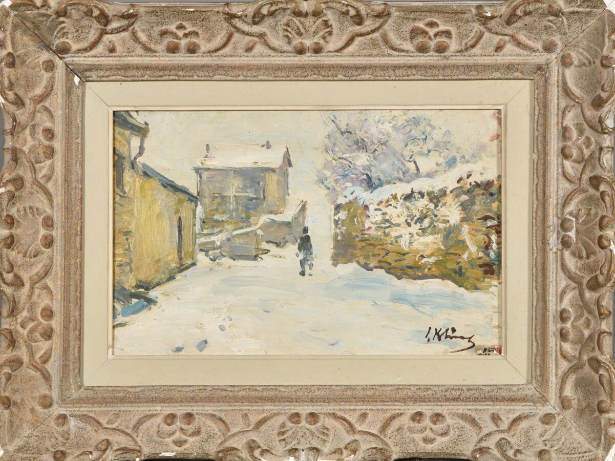 Null Jules KLING (1872-1949).

Neige à Saint-Cyr.

Huile sur Isorel.

Signé en b&hellip;