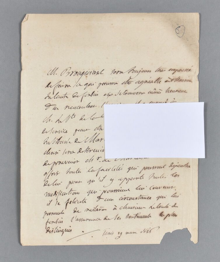 Null Alexandre BRONGNIART (1770-1847), minéralogiste. Lettre autographe (écrite &hellip;