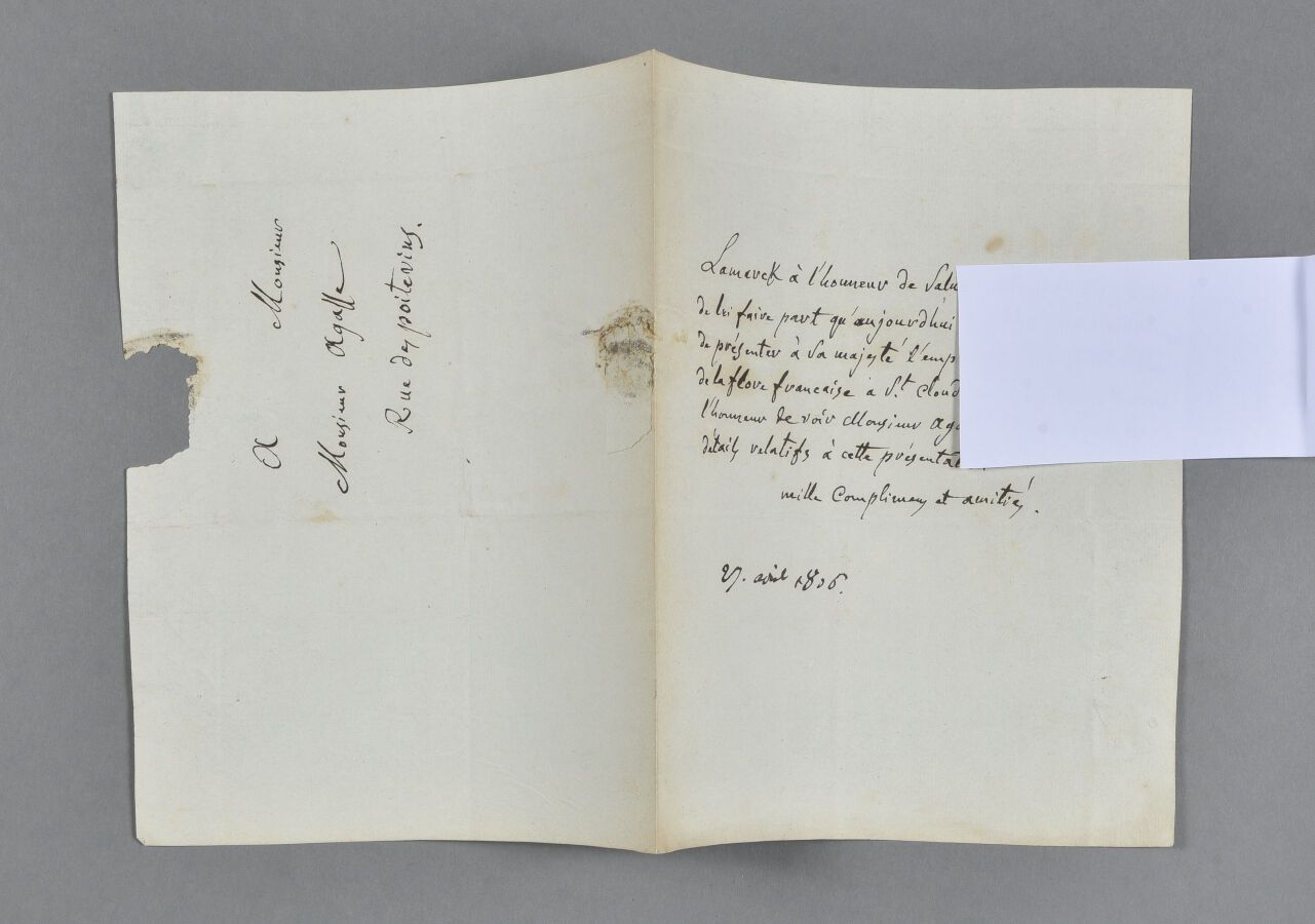 Null Jean-Baptiste de LAMARCK (1744-1829), naturaliste. Lettre autographe (écrit&hellip;