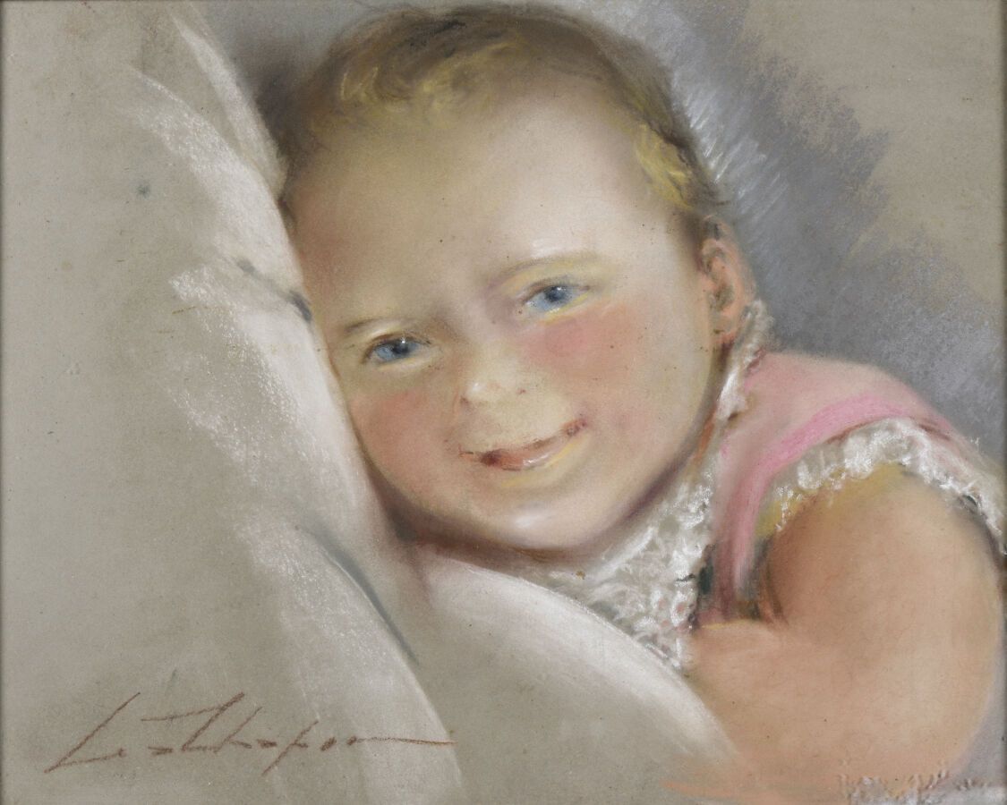Null Léa CHAPON (1905-2000).

Portrait de bébé.

Pastel sur papier.

Signé en ba&hellip;