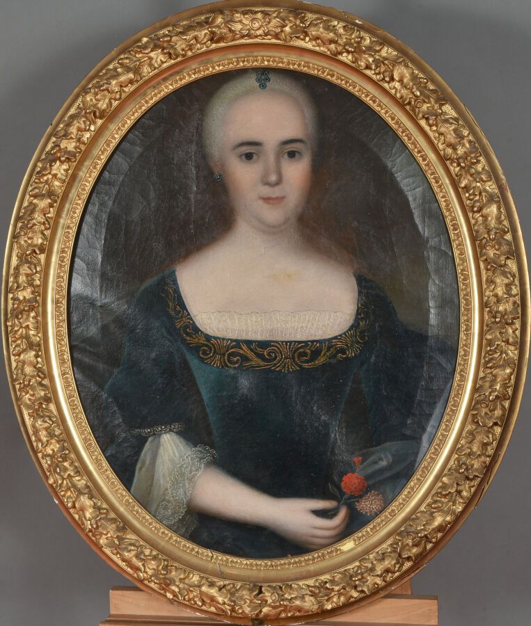 Null ECOLE FRANCAISE Dans le Goût du XVIIIème siècle. 

Portrait de femme en bus&hellip;