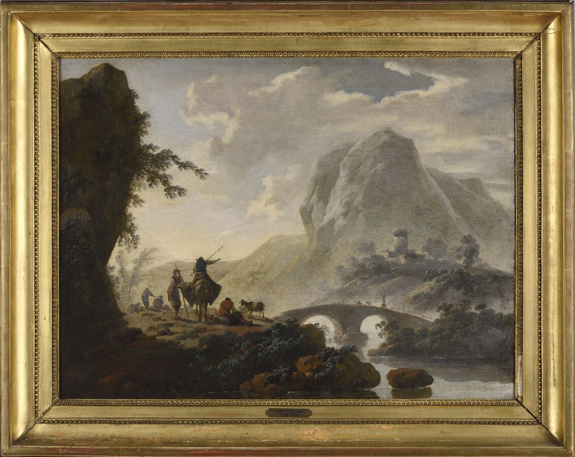 Null PILLEMENT Jean - Baptiste (Lyon 1728 - 1806) 

Paysage au pont sur la riviè&hellip;