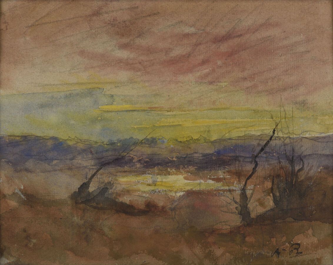 Null François Auguste RAVIER (1814-1895).

Ciel rouge et jaune sur l'étang.

Aqu&hellip;