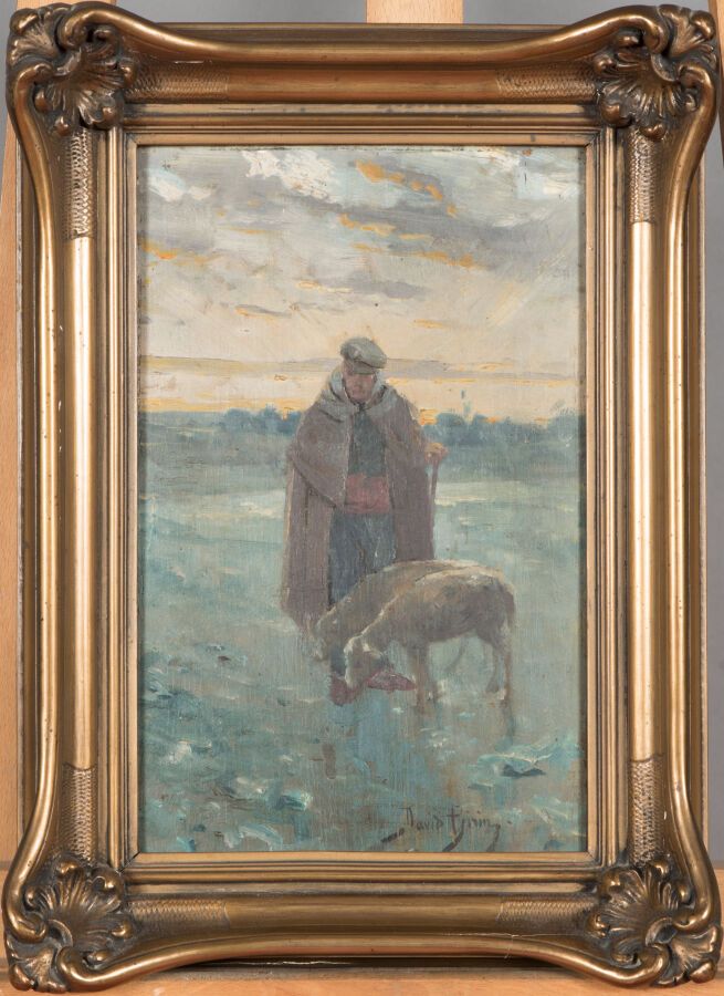 Null Eugène David Girin (1848-1917).

Berger et ses moutons.

Huile sur panneau.&hellip;