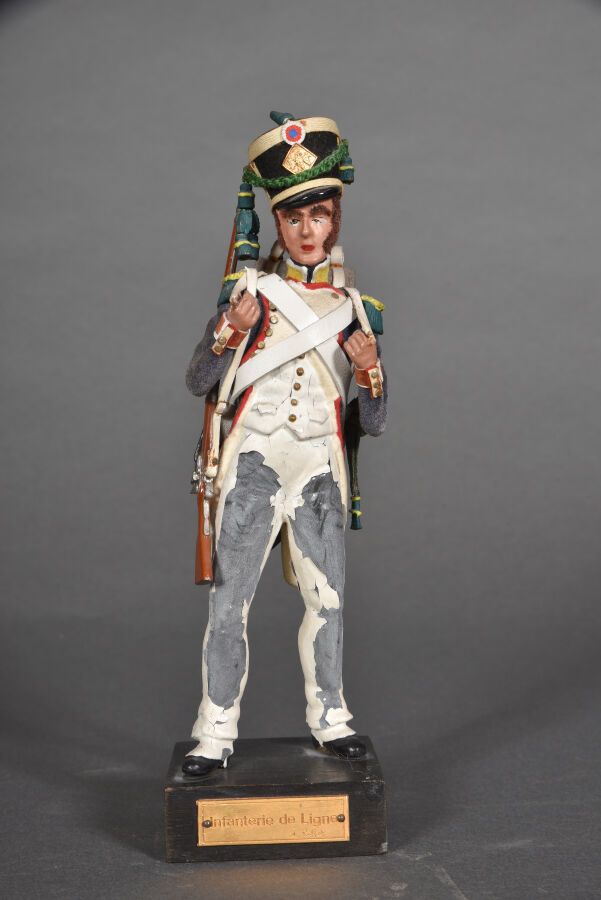 Null MARCEL RIFFET FIGURINE.

Lead figurine, Voltigeur du 96° de Ligne, 1805/180&hellip;