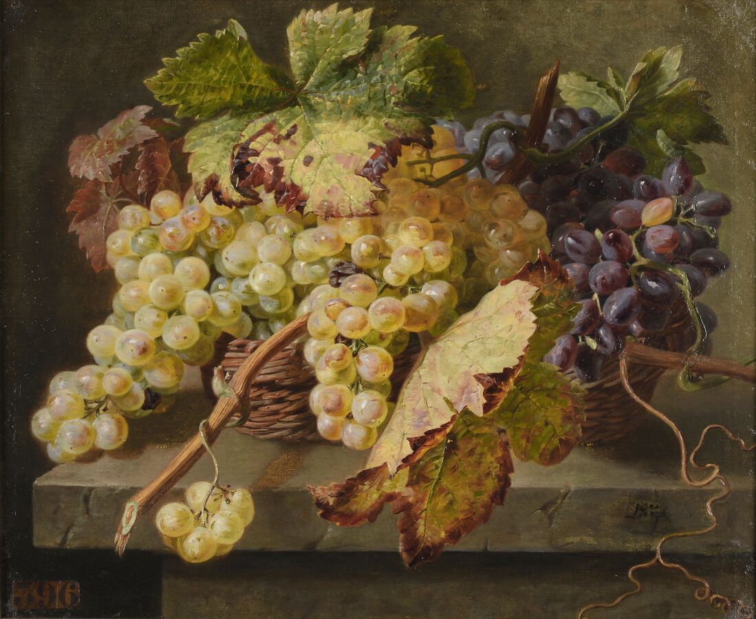 Null Jean-Pierre LAYS (1825-1887).

Naturaleza muerta con uvas sobre un entablam&hellip;