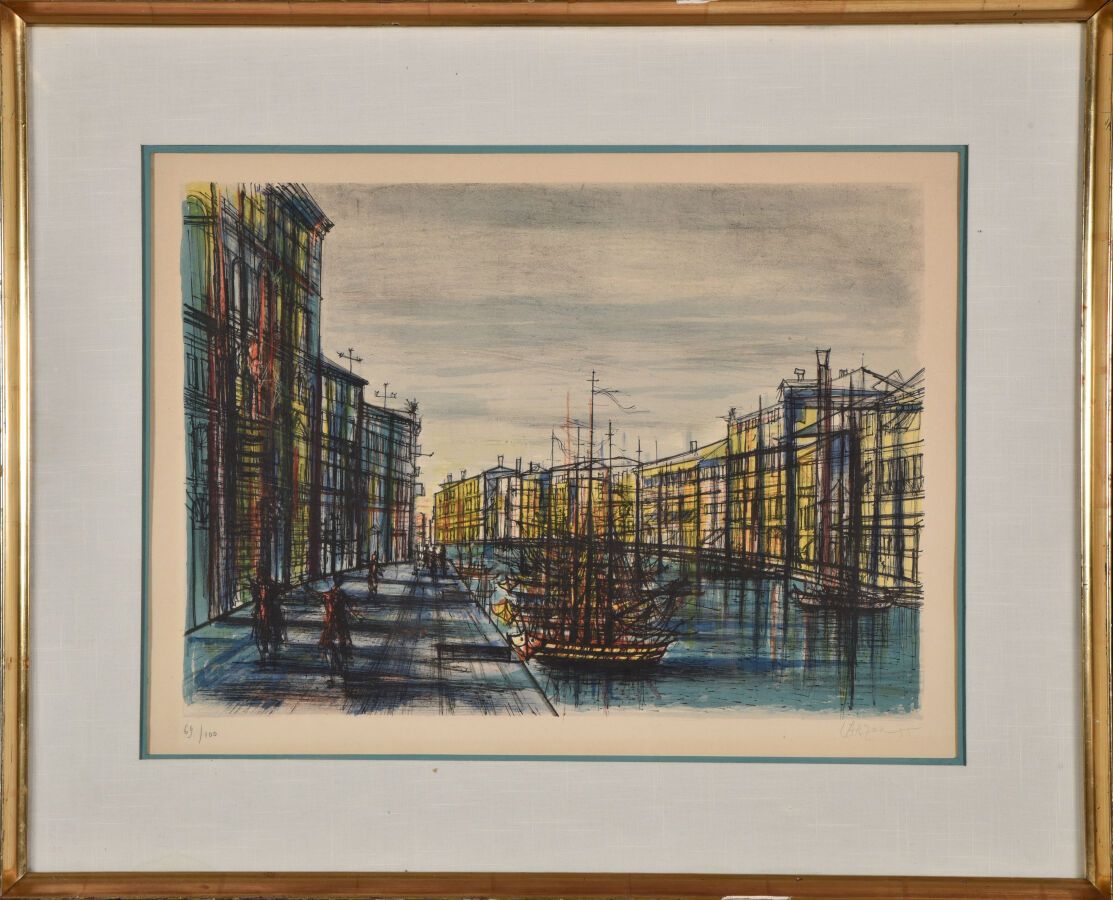 Null 让-卡尔祖（1907-2000）。

威尼斯，1955年。

彩色平版印刷在梭织纸上。

右下方有签名和日期。

左下角编号为69/100。

视线：&hellip;
