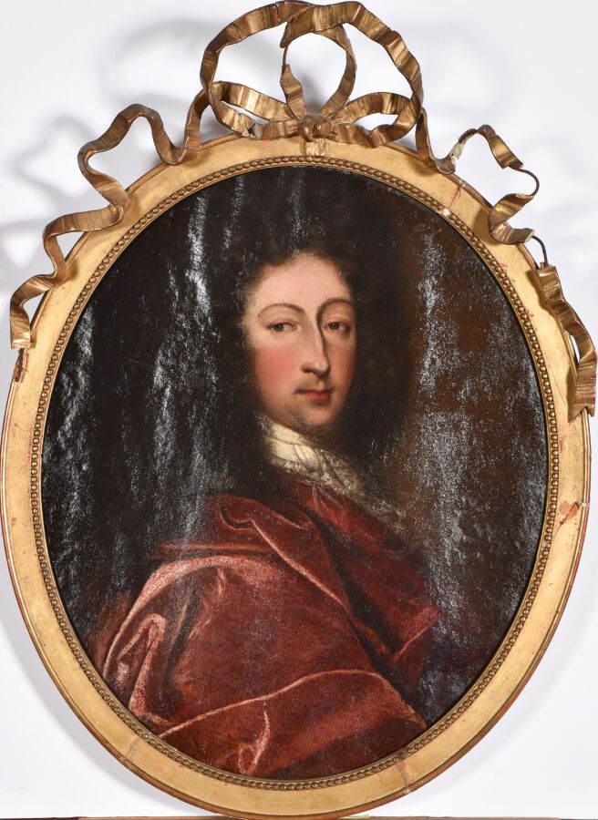 Null 法国学校 大约1700年

一个戴着长假发、绣着花边的优质男人的肖像。

和红色外套。

椭圆形的布面油画。(一些修复工作)。

H.65 - W.5&hellip;