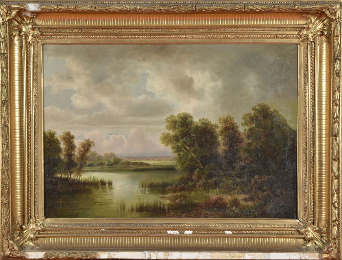 Null Ecole française du XIXe siècle.

En pendant :

Paysage.

Huile sur toile.

&hellip;