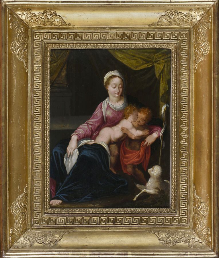 Null CALVAERT Denys (School of)

安特卫普1540 - 博洛尼亚1619

圣母子与小施洗者约翰和一只小羊。

铜上油彩。

H&hellip;