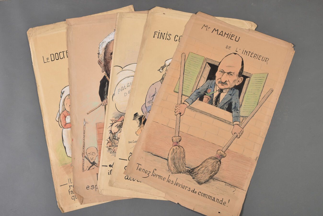Null Émile COHL (1857-1938).

Ensemble de cinq dessins :

-Le docteur tant mieux&hellip;