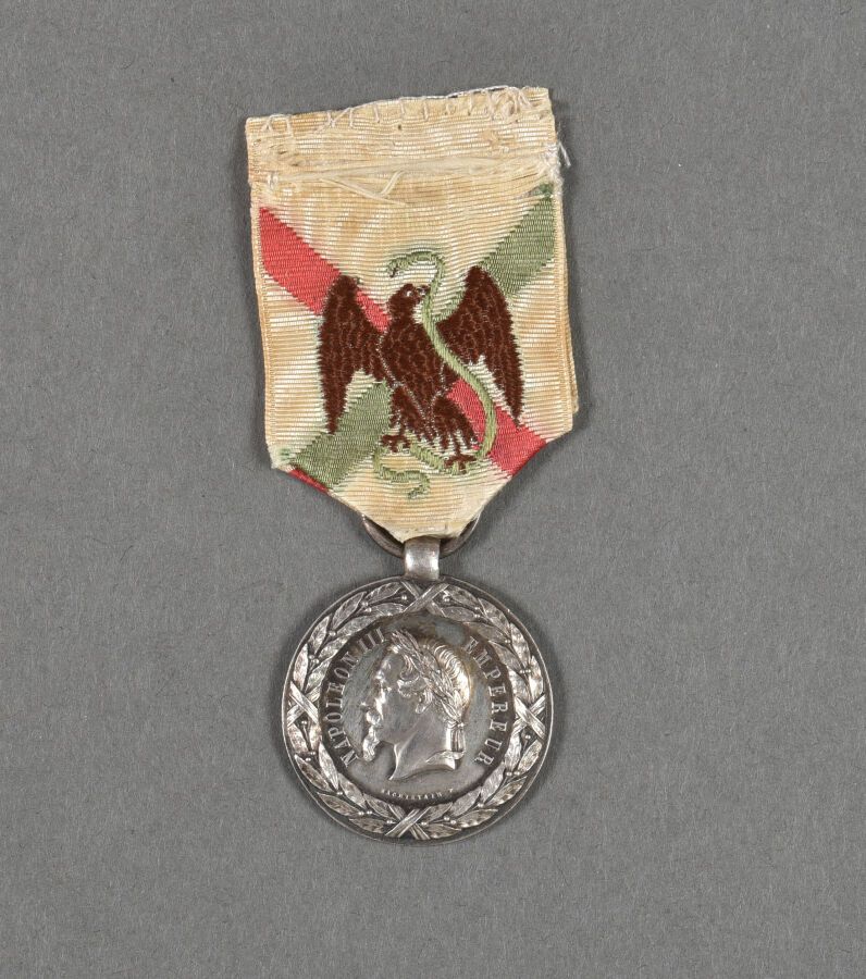Null 法国。1862年墨西哥奖章，签名为Sacristain F。