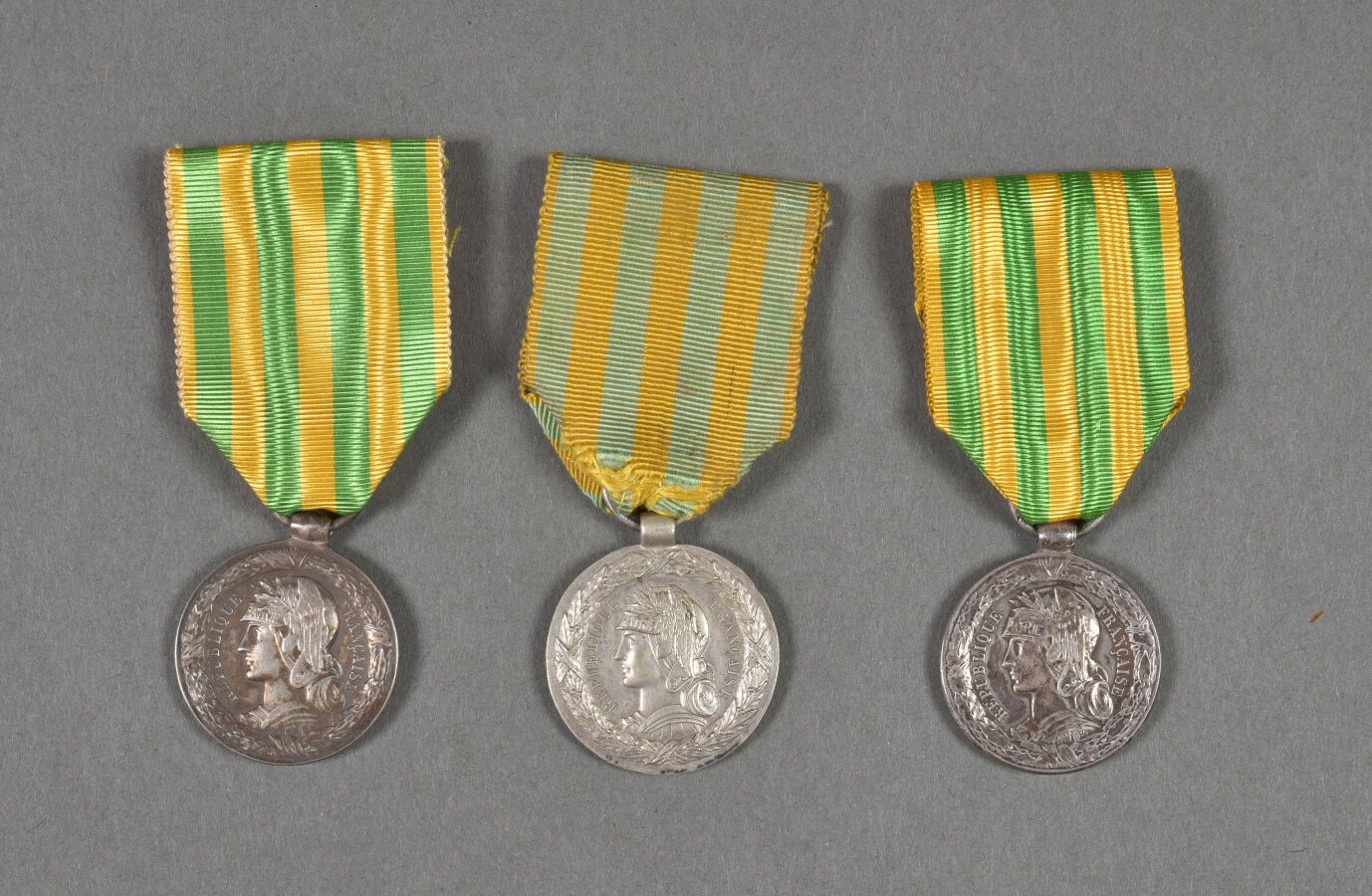 Null France. Tonkin China Annam medal, 1885, set of 3