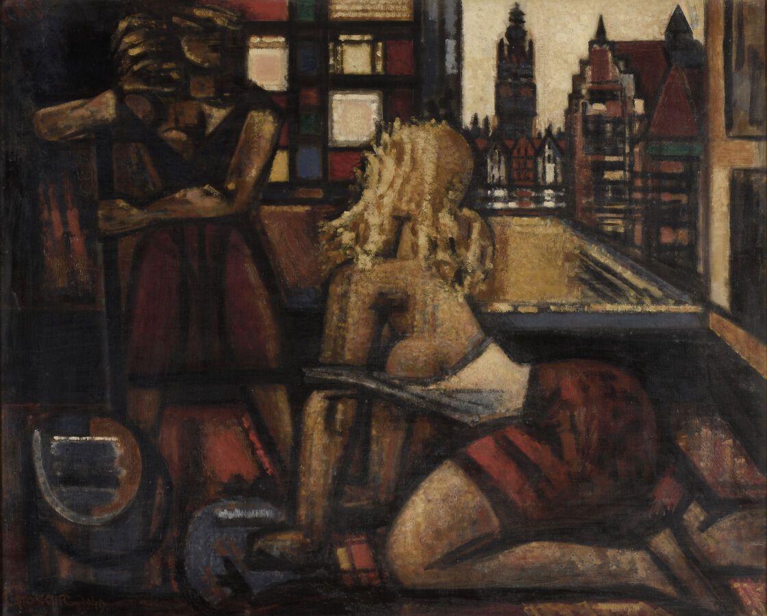 Null Marcel GROMAIRE (1892-1971).

Sabato nelle Fiandre, 1949. 

Olio su tela.

&hellip;