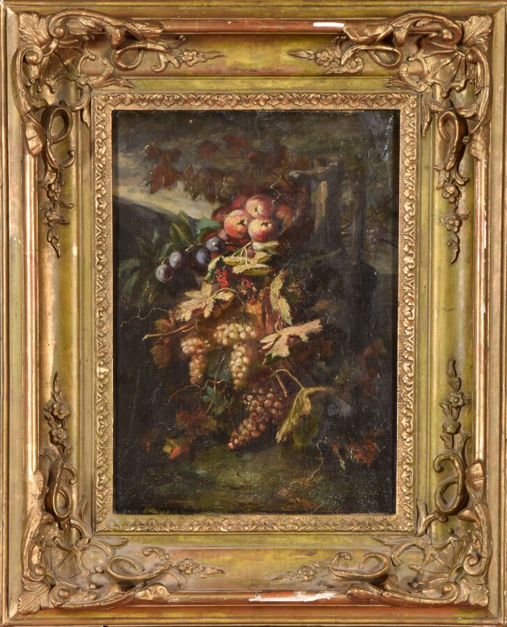 Null Lyon school of the XIXth century.
The fruits of autumn.
Oil on paper pasted&hellip;