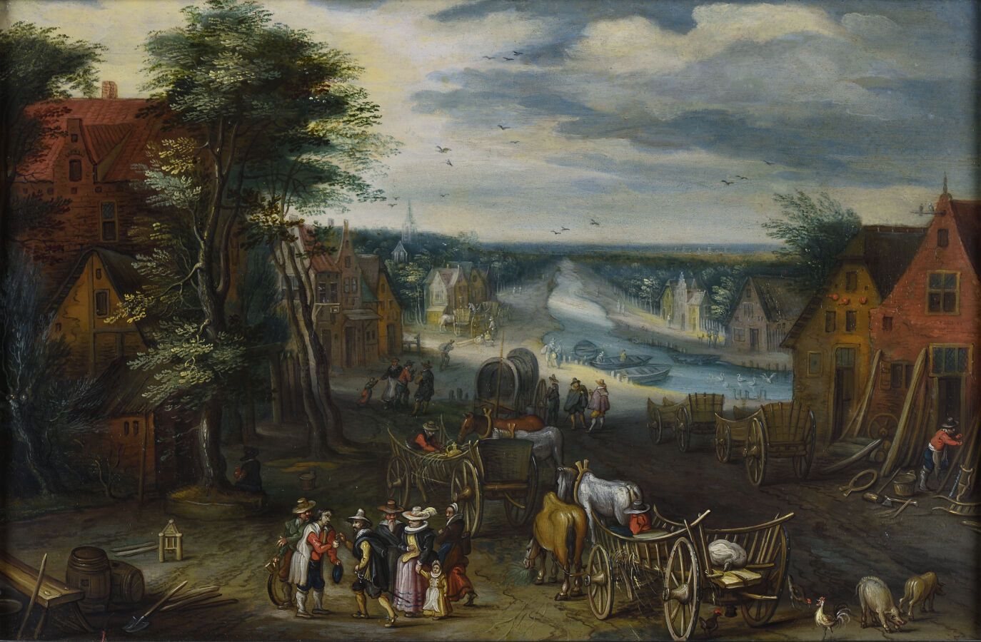 Null 奥斯坦-艾萨克-范(归属)
安特卫普 1613 - 1665
有运河的热闹村街
铜板上的油彩
H.30 - L. 19 cm
文件：将向购买者提供一份&hellip;