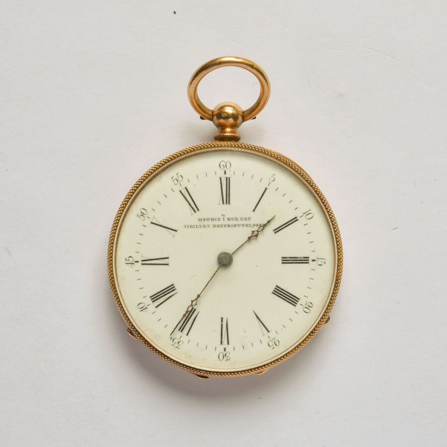 Null MATHIS in Paris: 18K yellow gold (750/oo) pocket watch, round dial with whi&hellip;