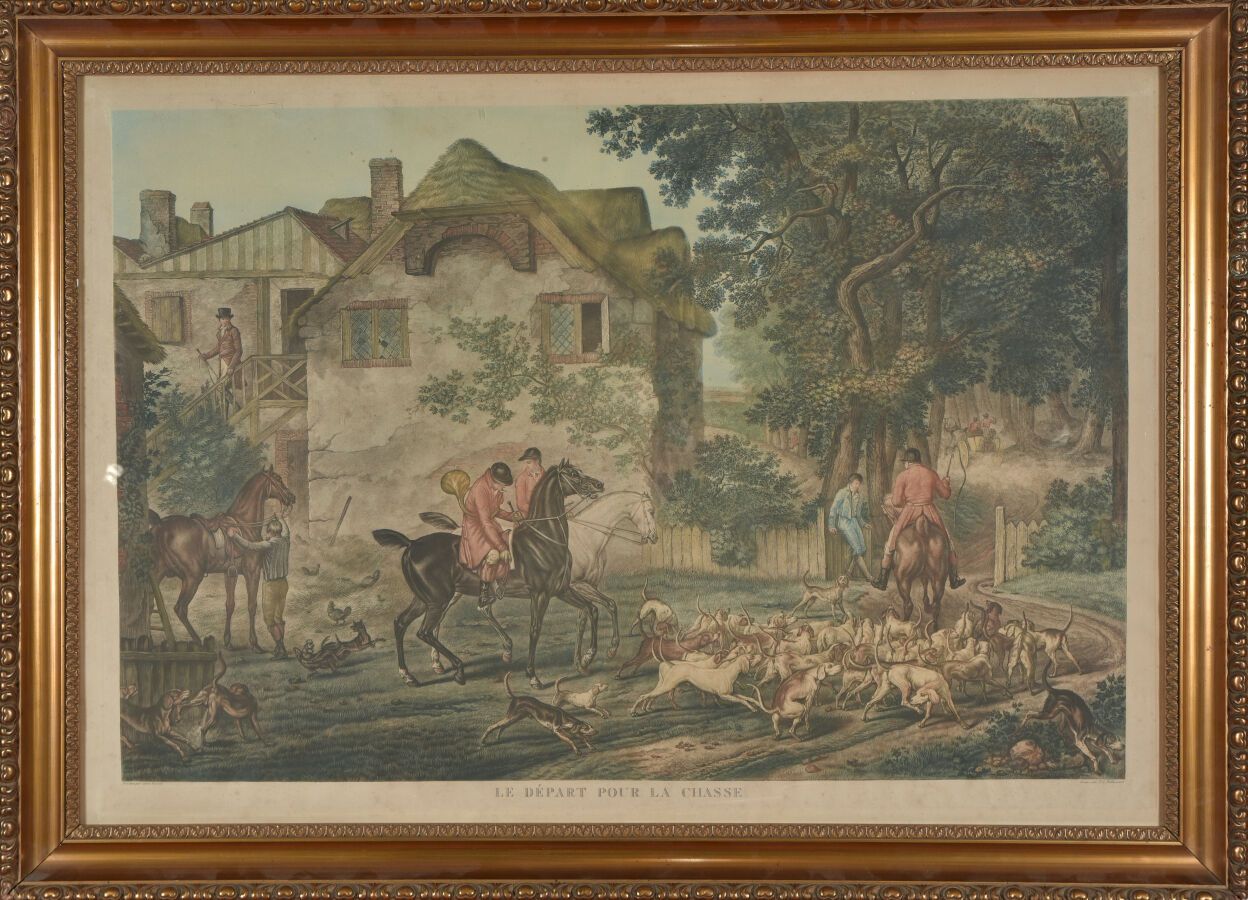 Null Philibert-Louis DEBUCOURT (1755-1832), 取材于Carle VERNET。
出发去打猎
彩色水印，来自后来的印刷品&hellip;