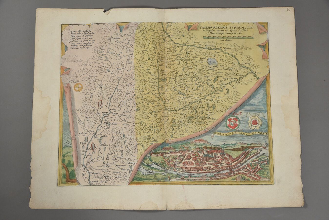 Null 勃拉乌(BLAEU) 
(荷兰，17世纪)
萨尔茨堡教区的地图，彩色版本。 
双对开。 
边缘有狐臭，有灰尘等。