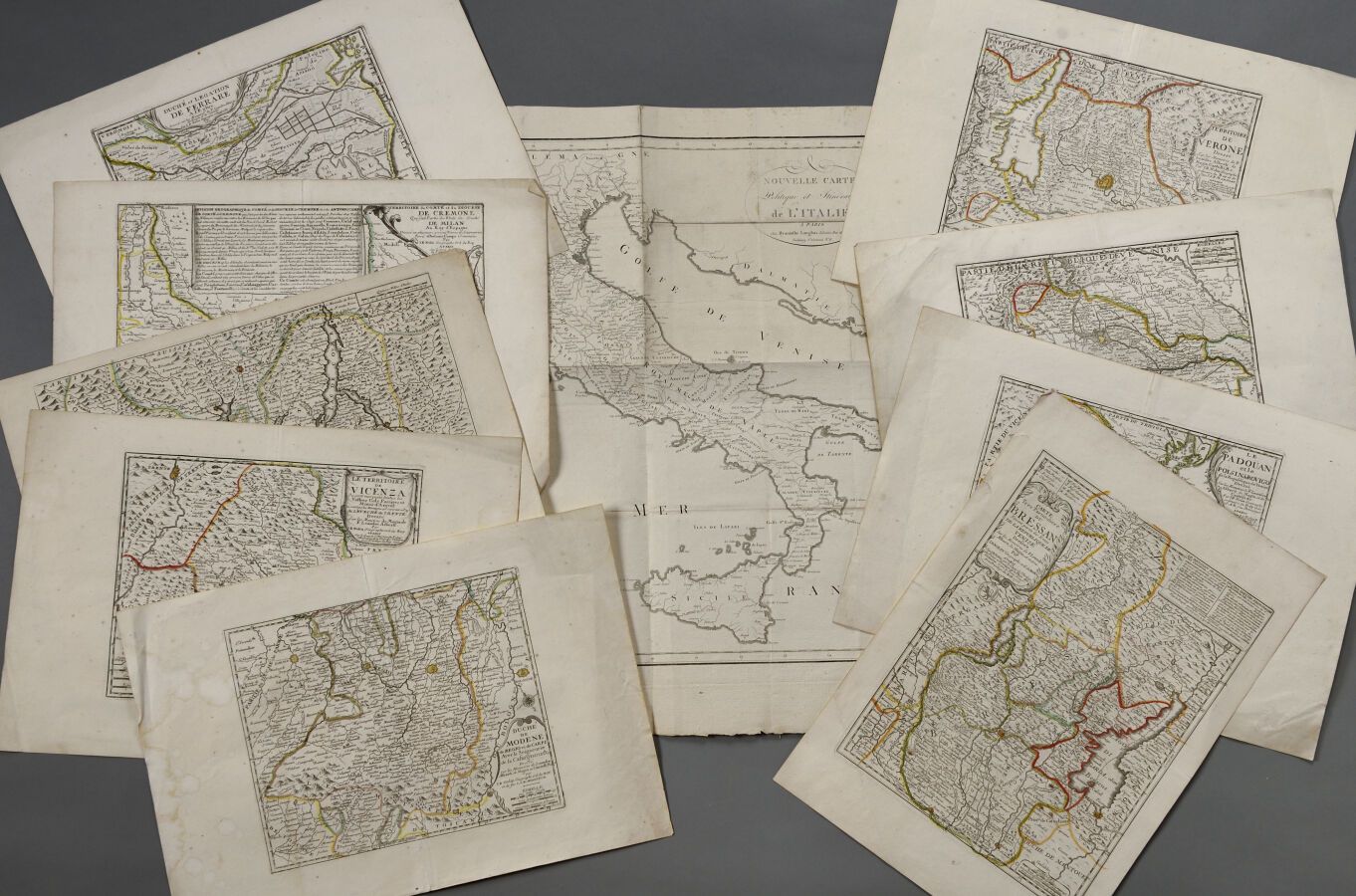 Null Jean-Baptiste NOLIN (1657 - 1708)
Lot de neuf cartes relatives à l'Italie d&hellip;