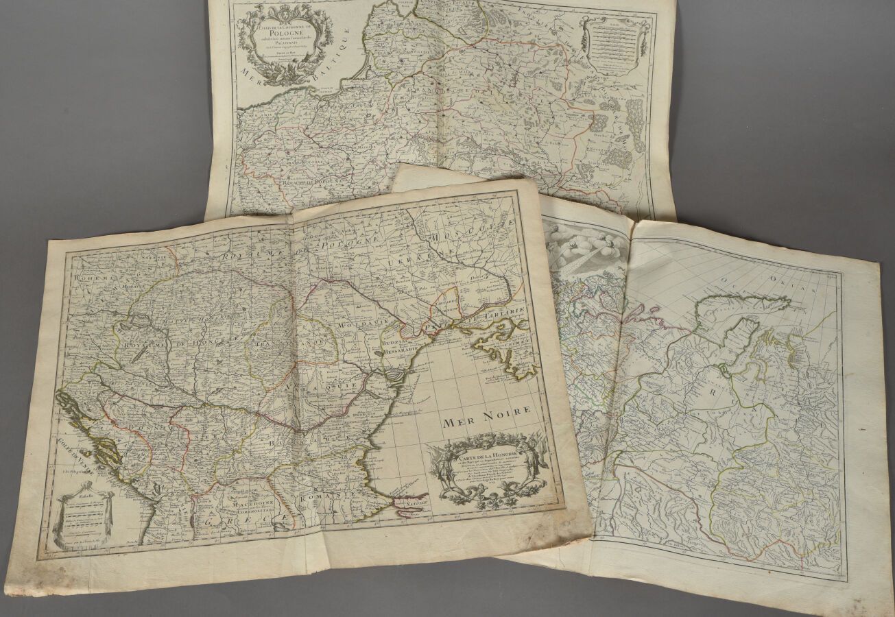 Null 纪尧姆-德利斯勒、桑松和沃冈迪 
一套三张的地图。 
俄罗斯帝国，1753年。
匈牙利（重修），1703年。 
波兰，约1700年。 
双开本。 
有&hellip;