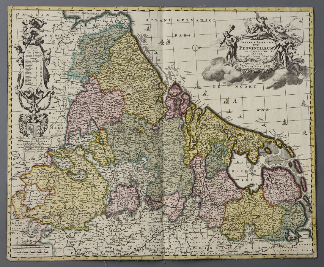 Null 西奥多-蒙特和尼古拉-维舍尔
(荷兰17/18世纪)
荷兰地图，彩色版本。约1700年。 
双开本。 
纸张：高46.5厘米-宽55.8厘米。
没有页&hellip;