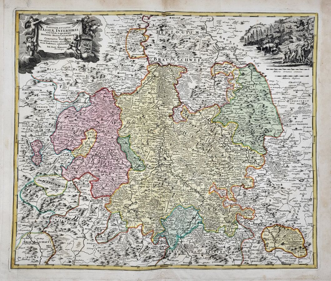 Null JEAN-BAPTISTE HOMANN (Allemagne 1664 - 1724)
Carte de la région de la Hesse&hellip;