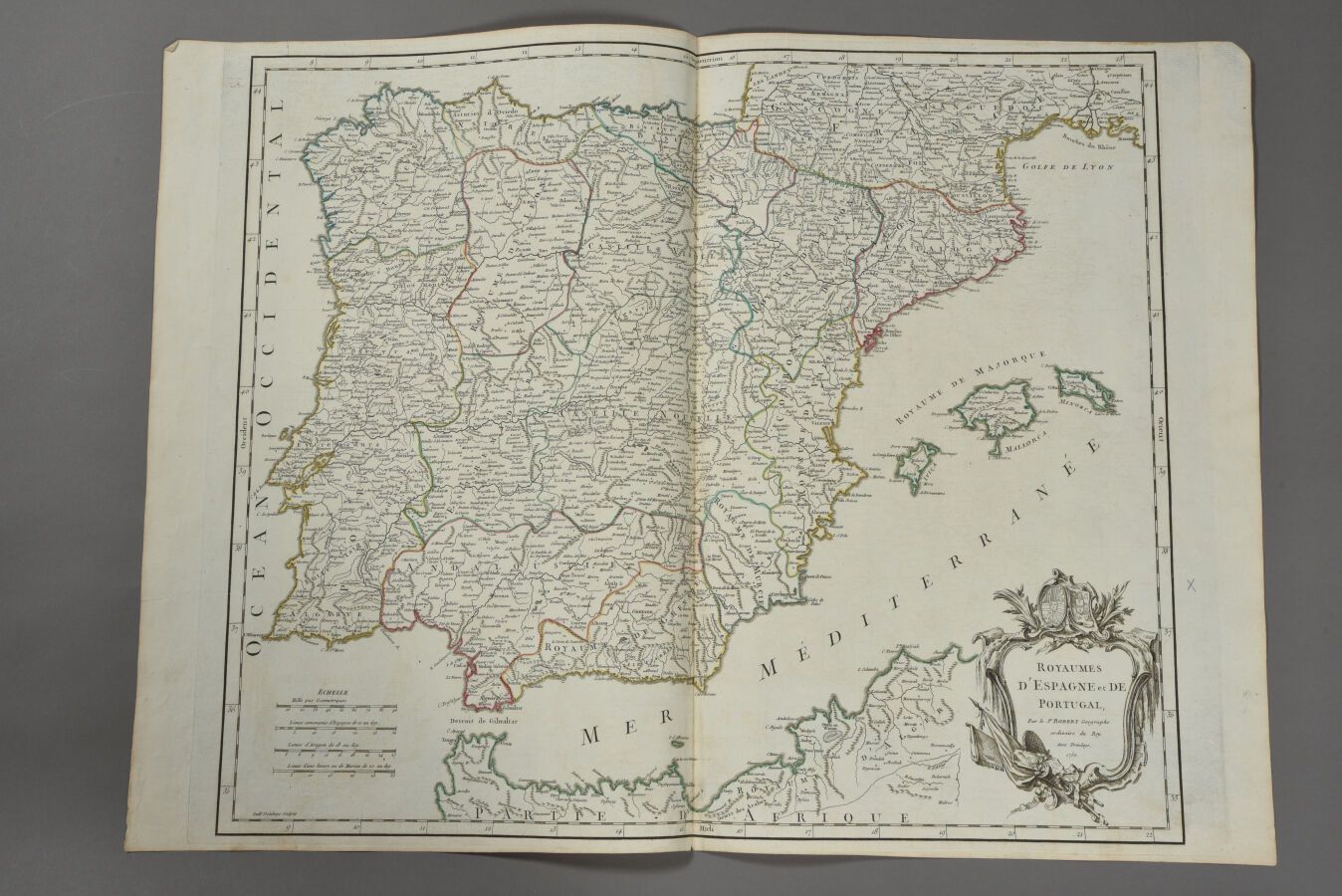 Null ROBERT DE VAUGONDY 
(France, XVIIIe siècle)
Carte des royaumes d'Espagne et&hellip;
