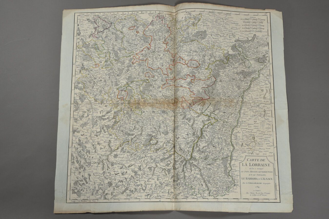 Null 查尔斯-弗朗索瓦-德拉马奇 (1740 - 1817)
洛林的地图。1784.
双开本。 
一些缺陷，加固带等。