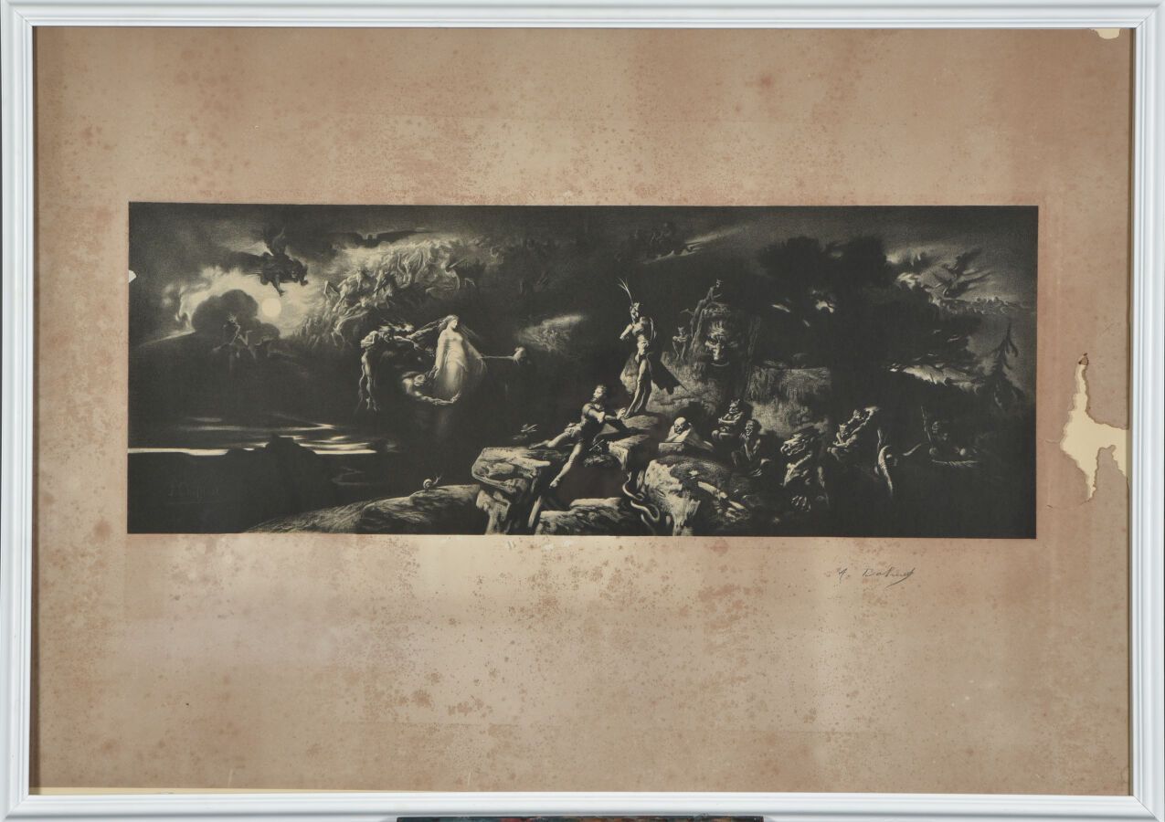 Null D'après François CHIFFLART (1825 - 1901)
Faust au sabbat
Rare lithographie &hellip;