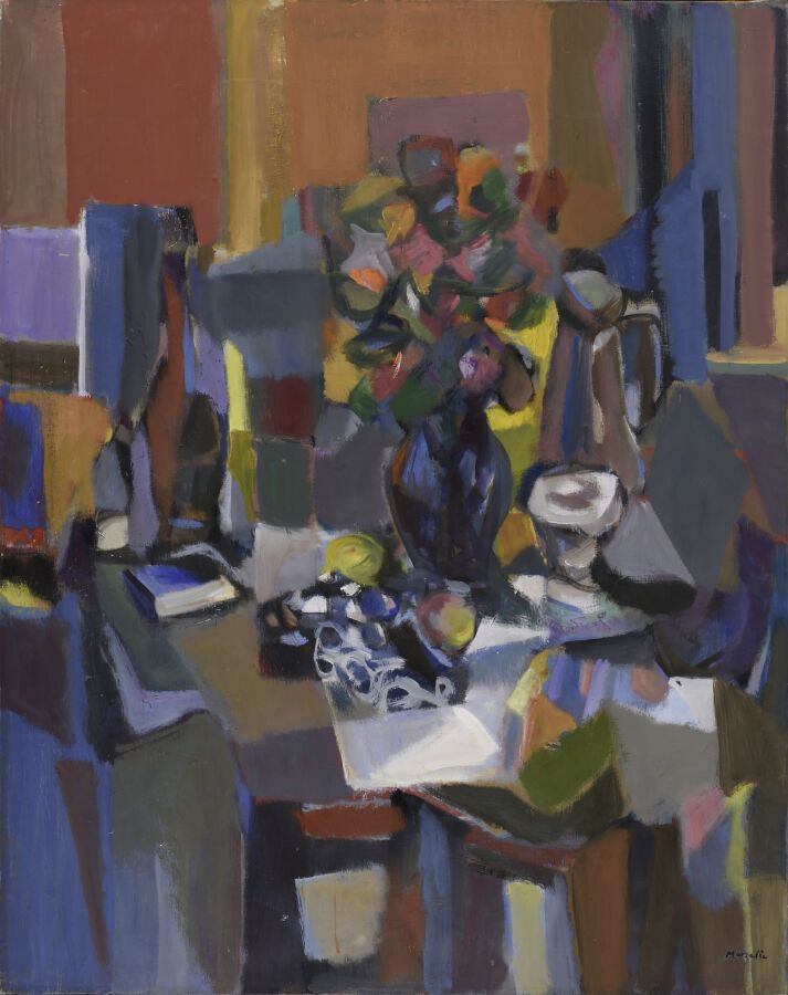 Null Jean MARZELLE (1916-2005).
Bouquet et fruits.
Huile sur toile.
Signé en bas&hellip;